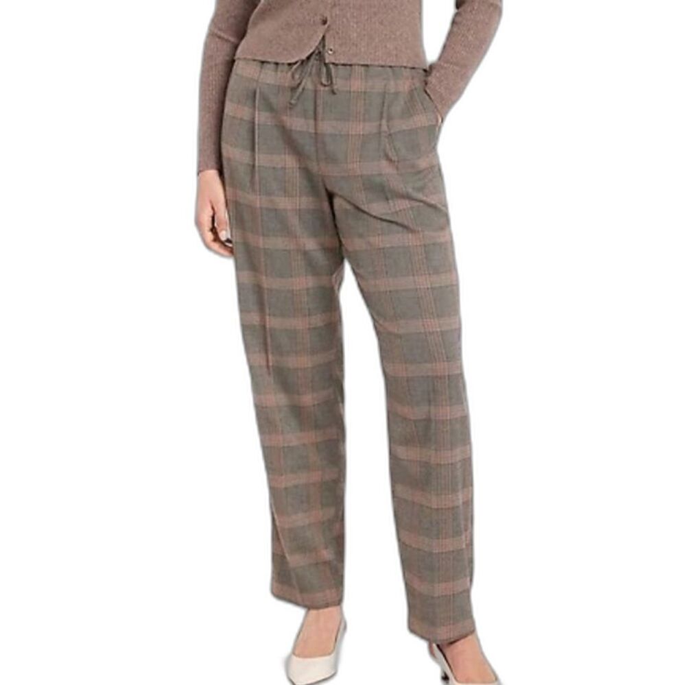 NWOT Old Navy High-Waisted Billie Straight Plaid Ankle Trouser Pants XS Brown